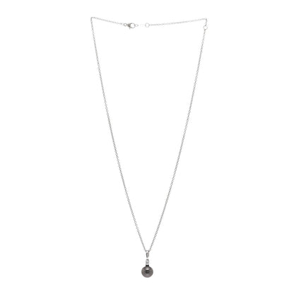 Mikimoto 18K White Gold Diamond Black South Sea Pearl 9mm Pendant Necklace 3 of 4