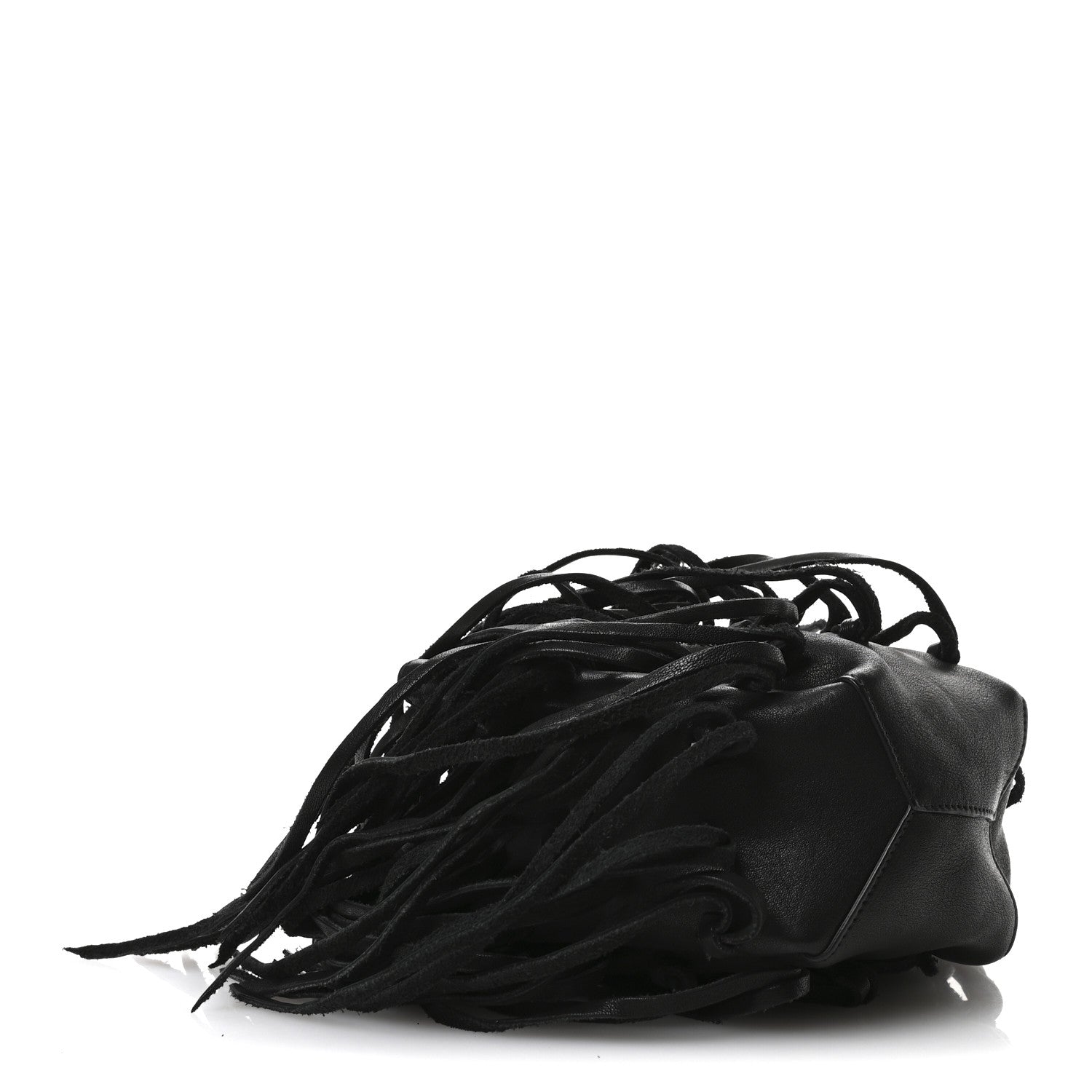 Saint Laurent Calfskin Fringe Monogram Mini Bourse Bucket Bag Black 4 of 10