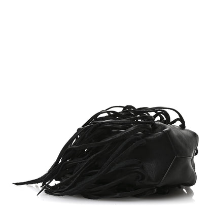 Saint Laurent Calfskin Fringe Monogram Mini Bourse Bucket Bag Black 4 of 10