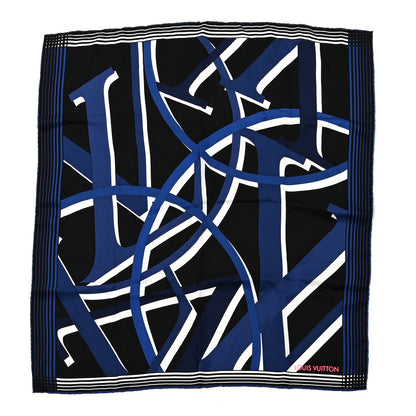 Louis Vuitton Silk LV Monogram Square Scarf Navy Black 1 of 4