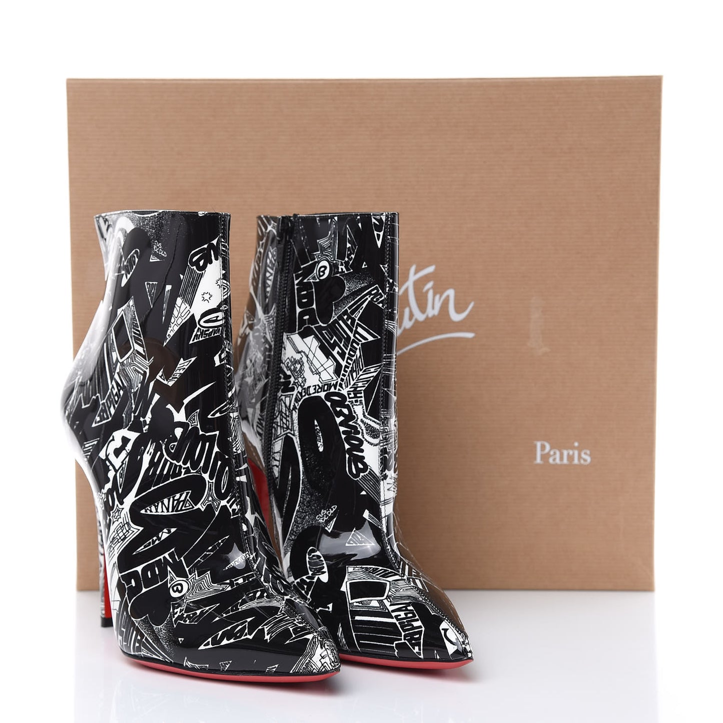 Patent Nicograf So Kate Booty 100 Ankle Boots 37.5 Black White