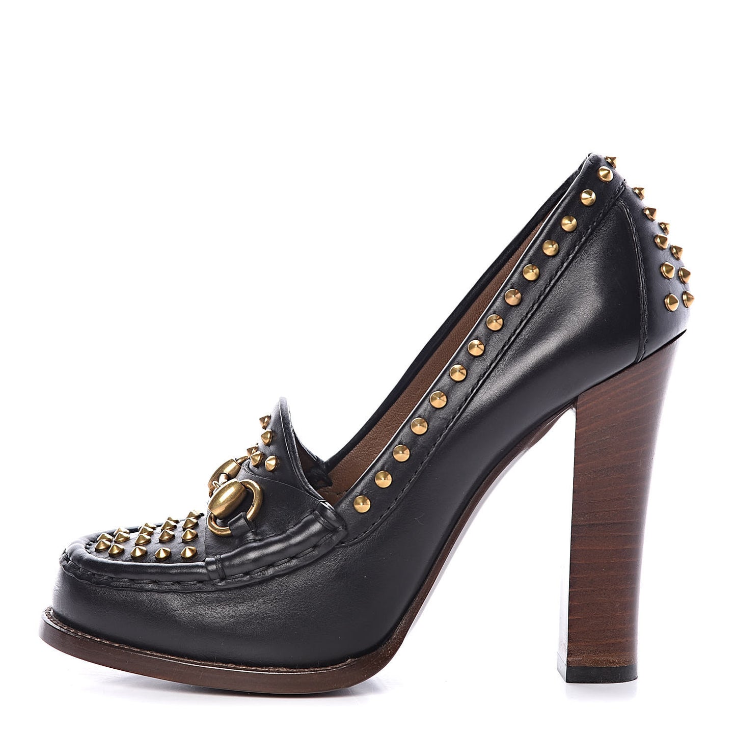 Calfskin Studded Horsebit Alyssa Pumps 36.5 Black