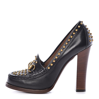Gucci Calfskin Studded Horsebit Alyssa Pumps 36.5 Black 1 of 13