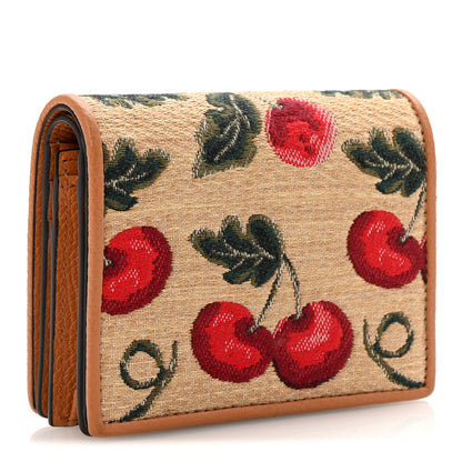 Valentino Garavani Cherryfic Jacquard Raffia Compact Vlogo Wallet Natural Red 3 of 7