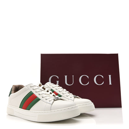 Gucci Ultralight Plume Calfskin Rubber Web Mens New Ace Sneakers 9 Green White Red 9 of 9