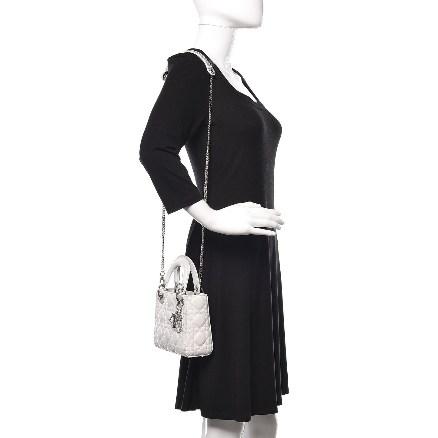 Lambskin Cannage Mini Lady Dior White