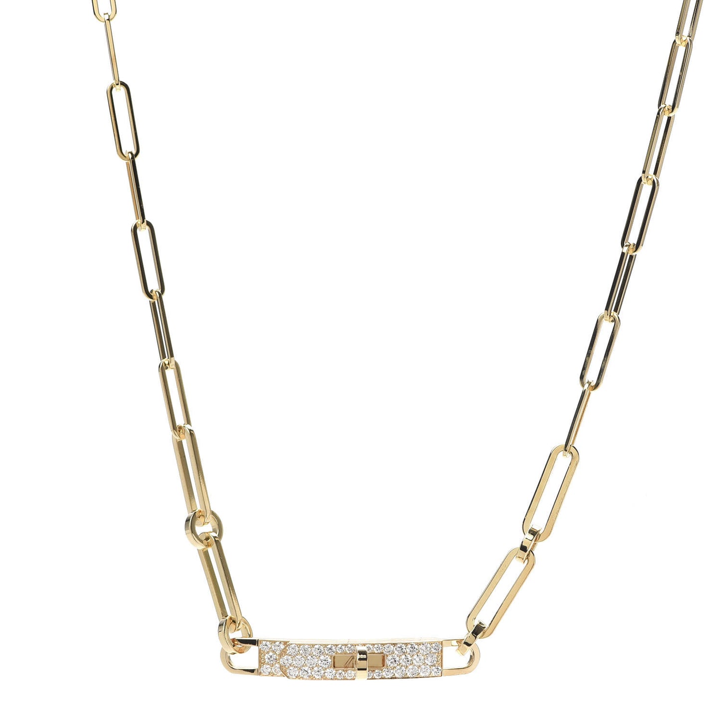18K Yellow Gold Diamond Pave Kelly Chaine Choker Necklace