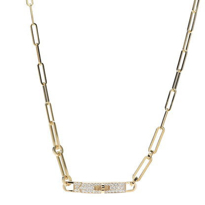 Hermes 18K Yellow Gold Diamond Pave Kelly Chaine Choker Necklace 1 of 5