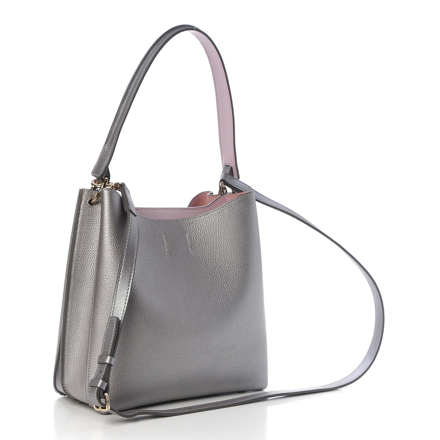 MCM Metallic Grained Calfskin Medium Milla Hobo Silver 4 of 9