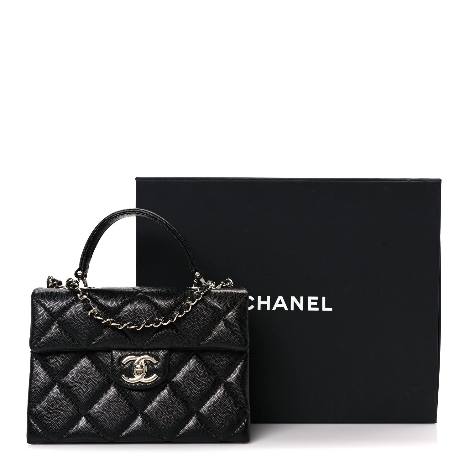 Chanel Caviar Quilted Mini Retro Twist Top Handle Flap Black 12 of 12