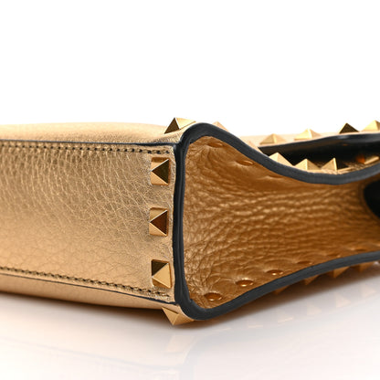 Valentino Garavani Metallic Pebbled Calfskin Medium Rockstud Flip Lock Crossbody Bag Antique Brass 8 of 8