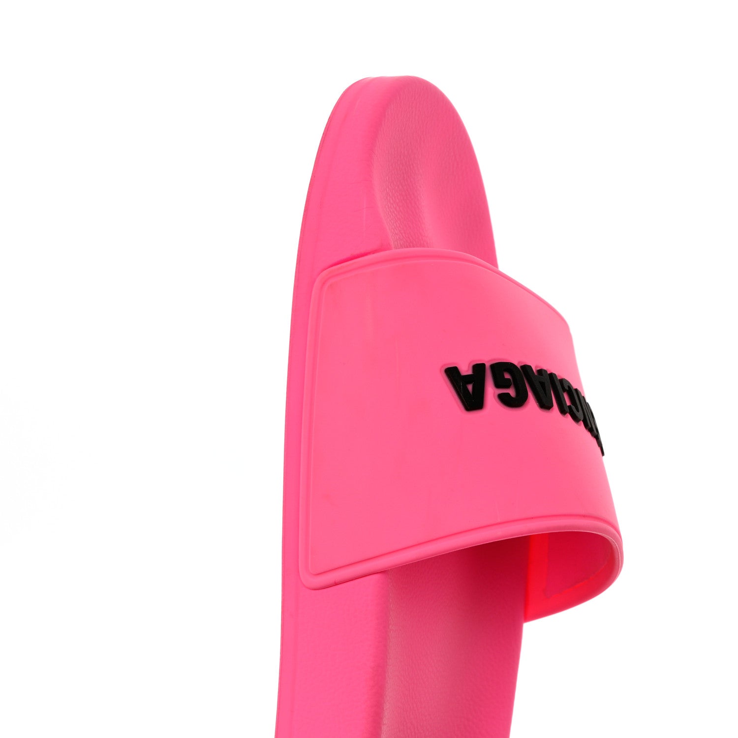 Balenciaga Rubber Womens Logo Pool Slide Sandals 39 Fluo Pink Black 8 of 10