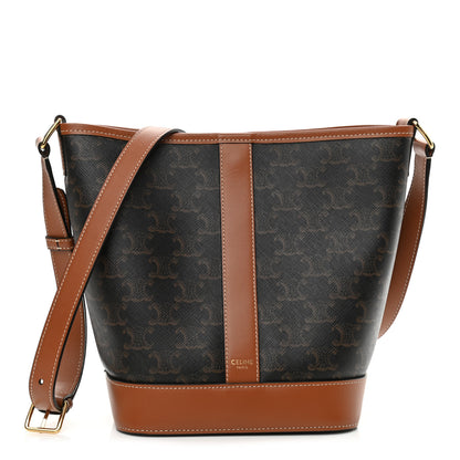 Celine Triomphe Canvas Calfskin Small Bucket Bag Tan 1 of 10