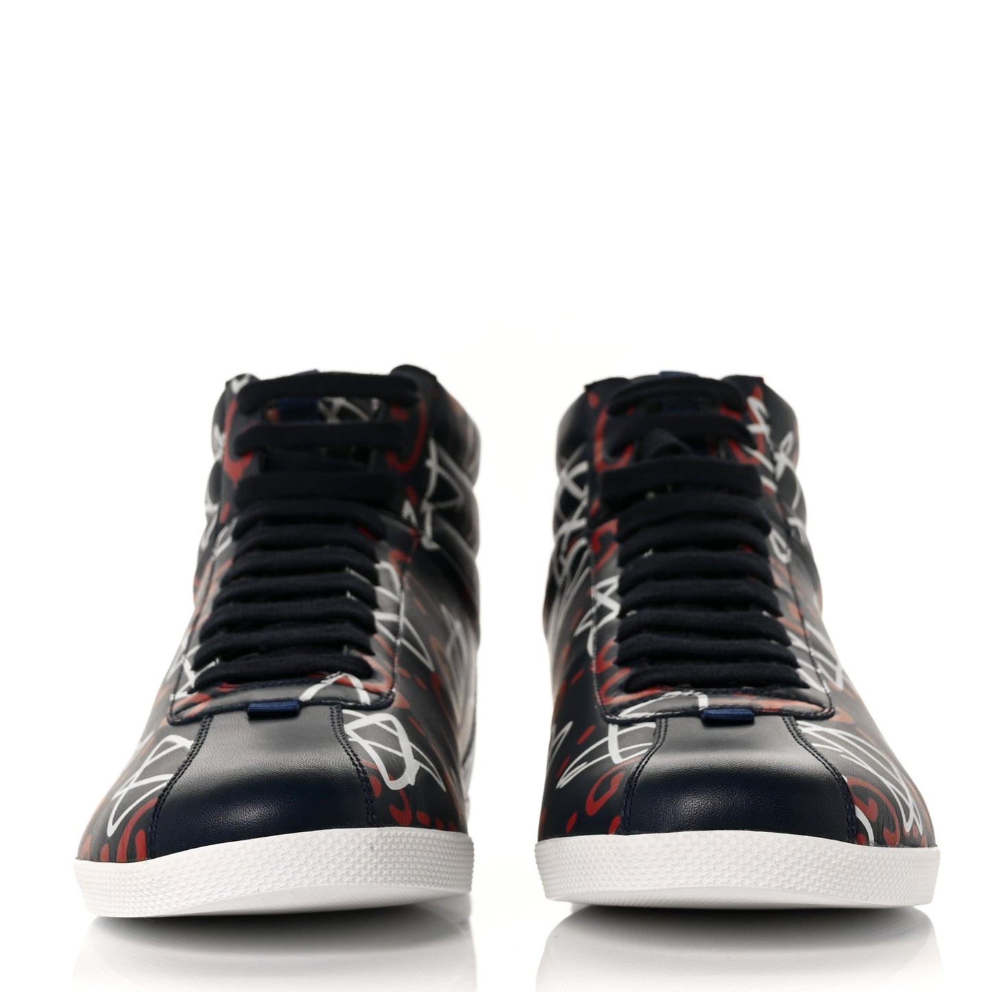 Calfskin GucciGhost Print Mens High Top Sneakers 9.5 Blue Agata Hibiscus Red