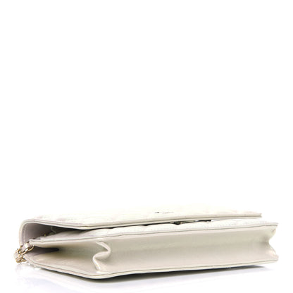 Chanel Iridescent Lambskin Quilted Wallet On Chain WOC Ivory 3 of 4