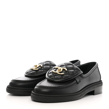 Chanel Lambskin Quilted CC Turnlock Loafers 35.5 Black 3 of 10