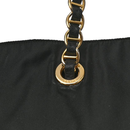 Prada Tessuto Nylon Chain Shoulder Bag Black 12 of 12