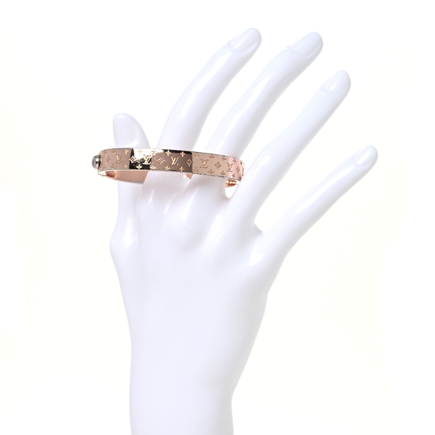 Louis Vuitton Brass Monogram Nanogram Cuff S Pink Gold 2 of 6