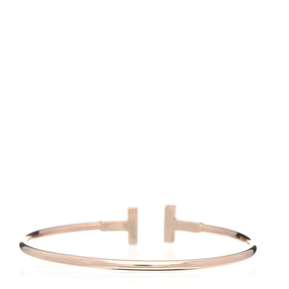 Tiffany 18K Rose Gold Diamond T Wire Bracelet 3 of 5