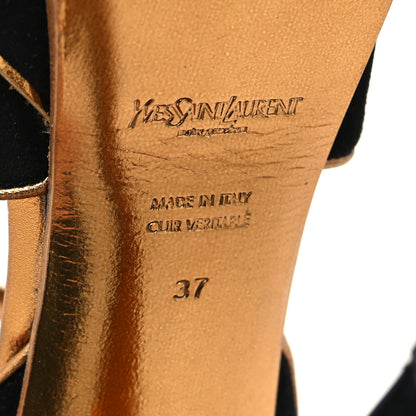 Saint Laurent Suede Tribute 105 Platform Sandals 37 Black Gold 6 of 9
