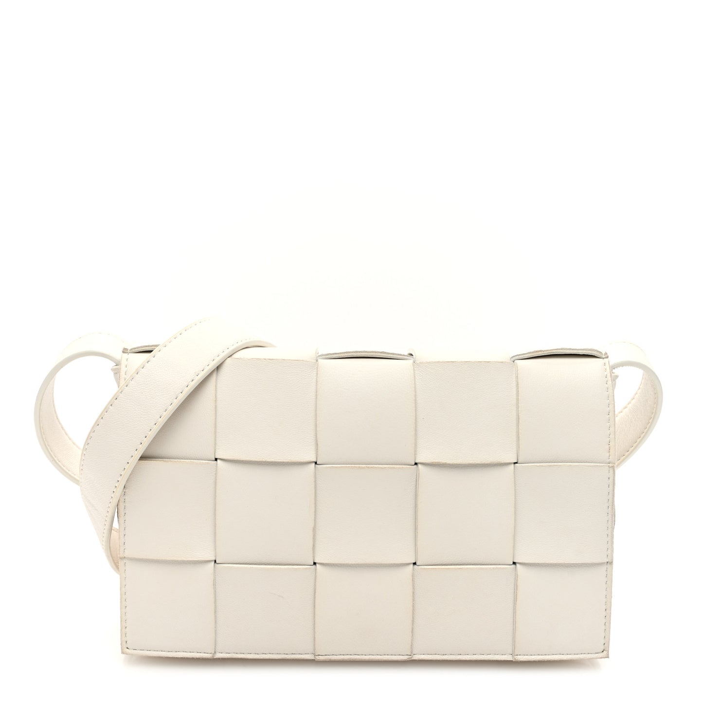 Lambskin Maxi Intrecciato Cassette Crossbody Bag White