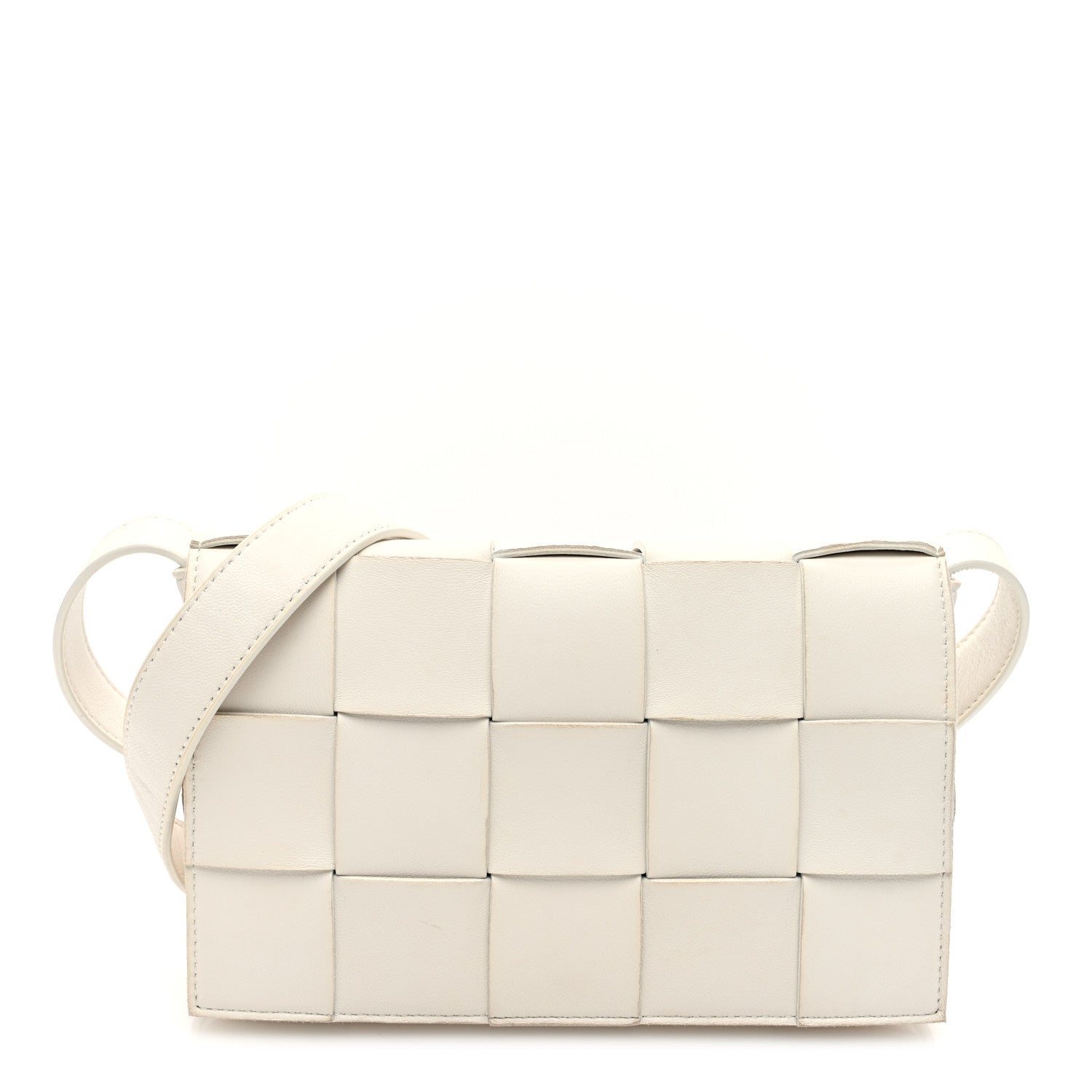 Bottega Veneta Lambskin Maxi Intrecciato Cassette Crossbody Bag White 1 of 9