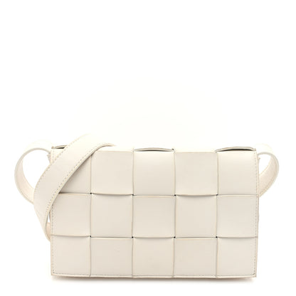Bottega Veneta Lambskin Maxi Intrecciato Cassette Crossbody Bag White 1 of 9