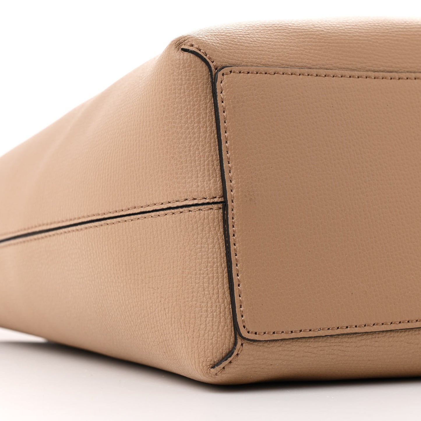 Grainy Calfskin Haymarket Check Medium Reversible Tote Camel