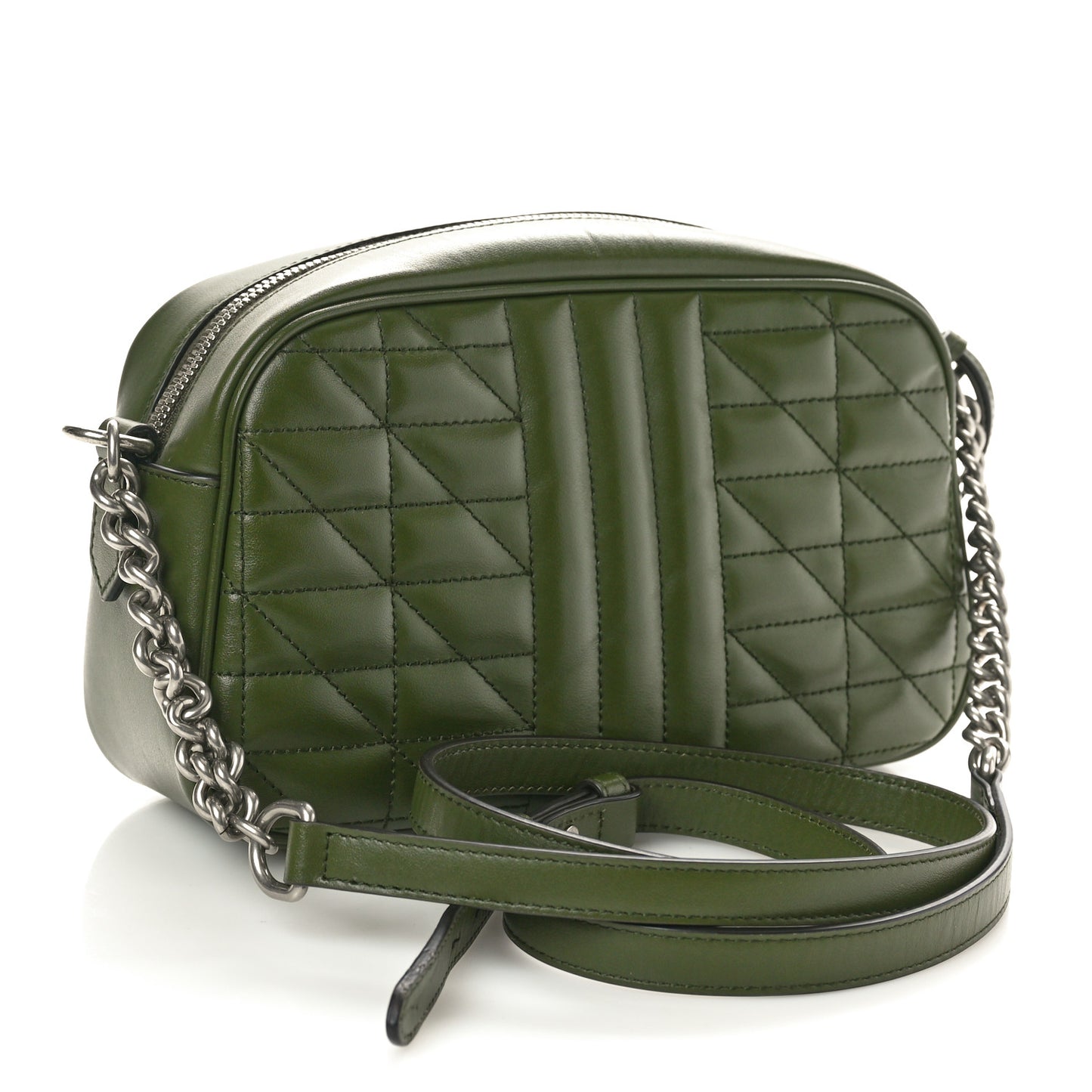 Calfskin Matelasse Aria Small GG Marmont Chain Shoulder Bag Military Wood