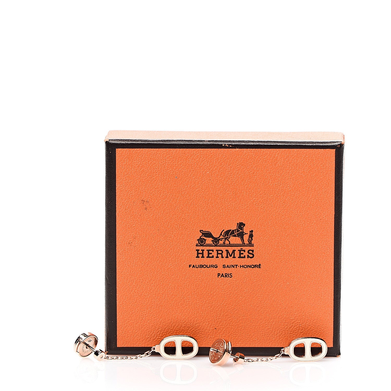 Hermes Rose Gold Lacquered Farandole Drop Earrings Ecru 5 of 5