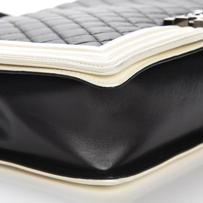 Chanel Lambskin Quilted Large Boy Flap Black White 8 of 9