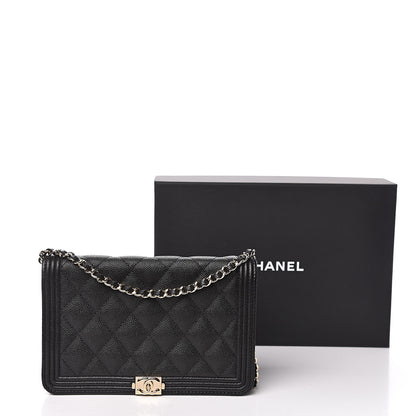 Chanel Caviar Quilted Boy Wallet On Chain WOC Black 12 of 12