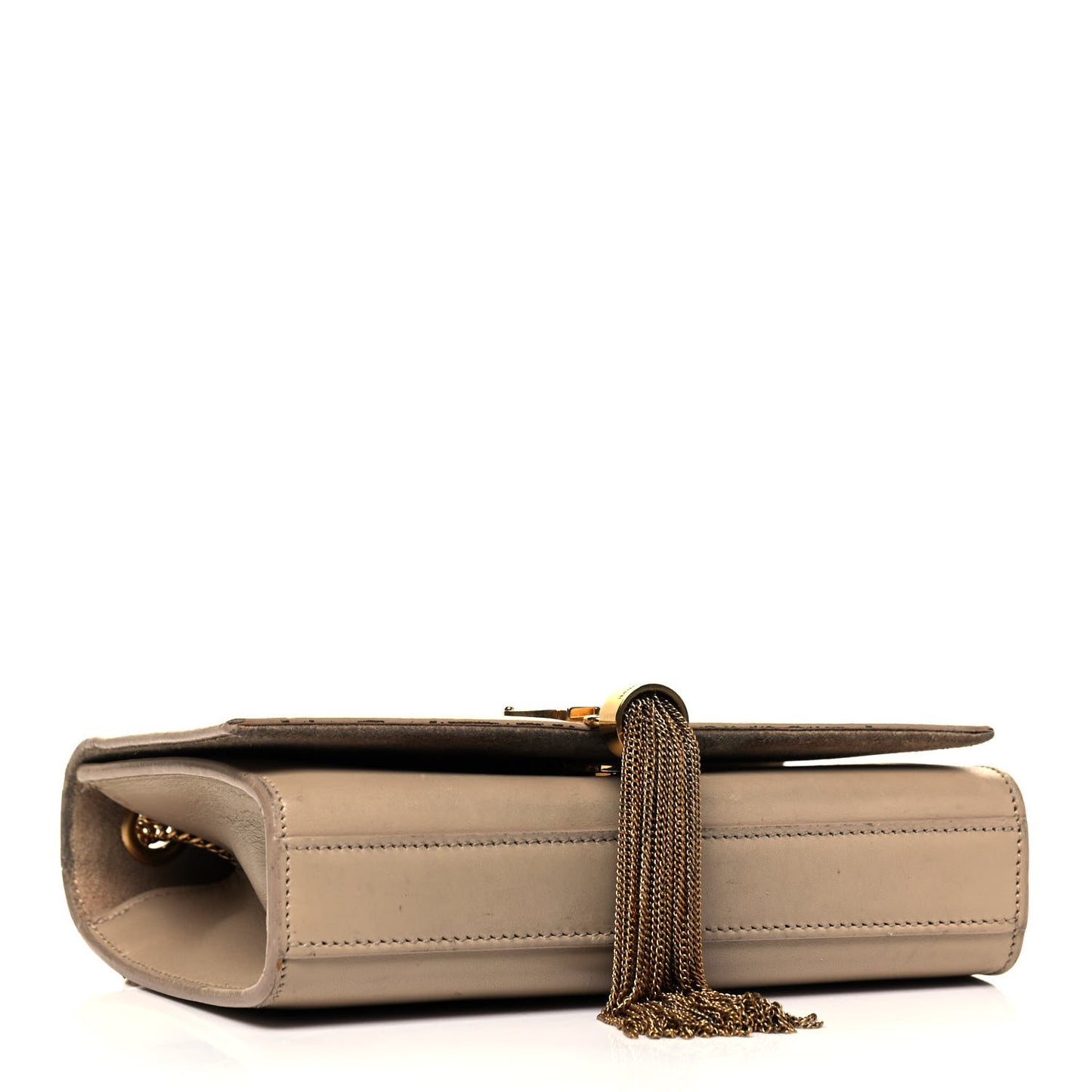 Smooth Calfskin Small Classic Monogram Kate Tassel Satchel Dark Beige