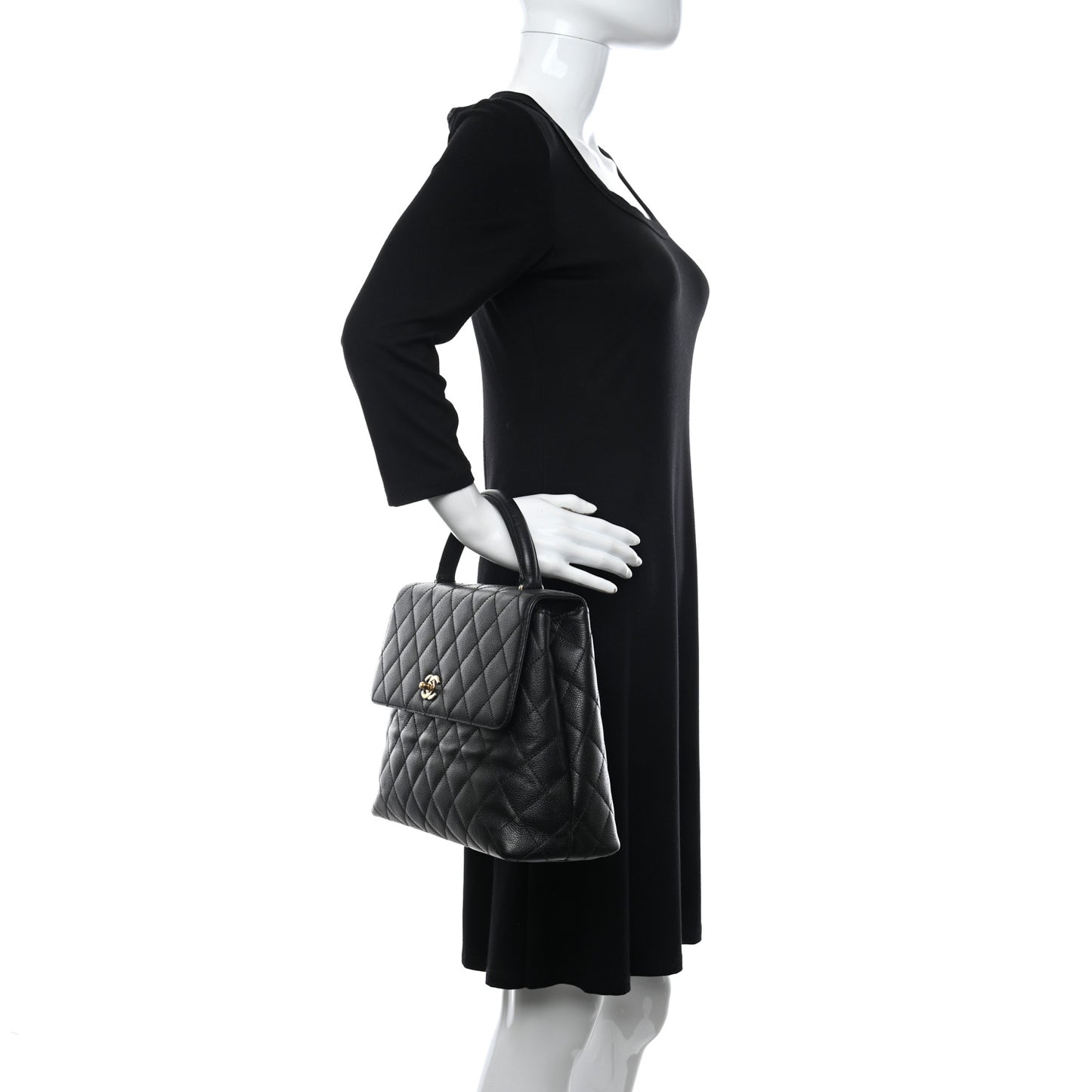 Caviar Quilted Jumbo Kelly Flap Black