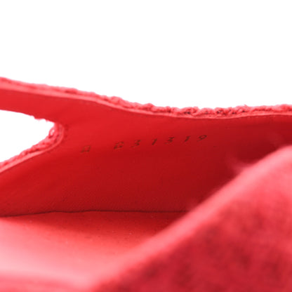 Chanel Tweed Patent Cap Toe CC Slingback Flats 39 Red Black 9 of 10