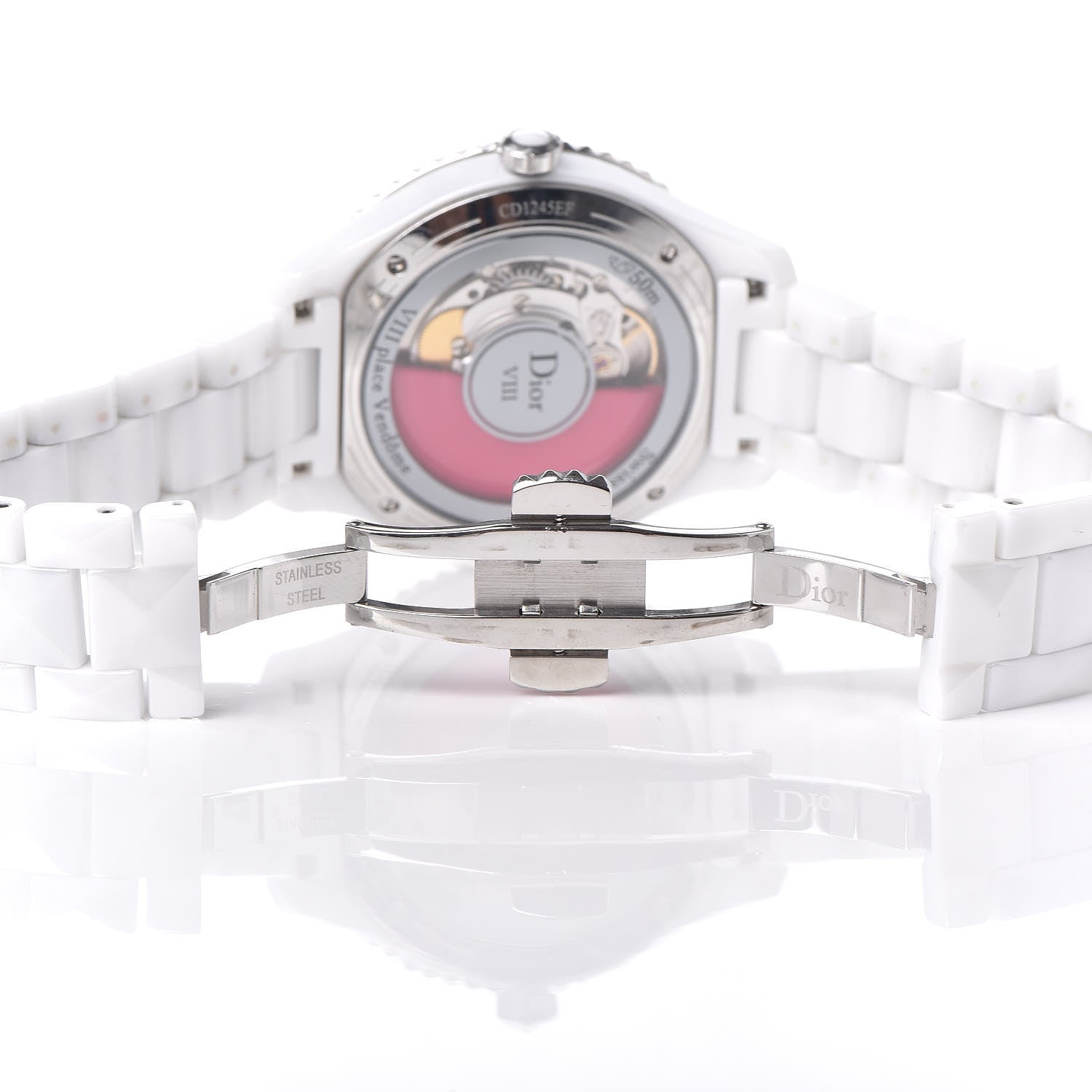 Christian Dior Stainless Steel Ceramic Pink Sapphire 38mm Dior VIII Automatic Watch White 6 of 7