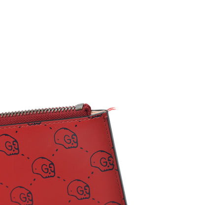 Gucci Calfskin GucciGhost Hamlet Skull Zip Pouch Hibiscus Red 7 of 7