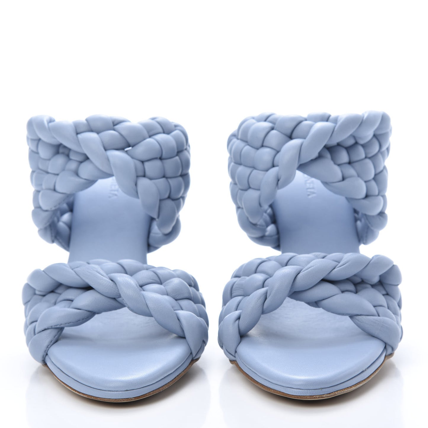 Nappa Twisted Padded Intrecciato Curve Slide Sandals 38.5 Ice