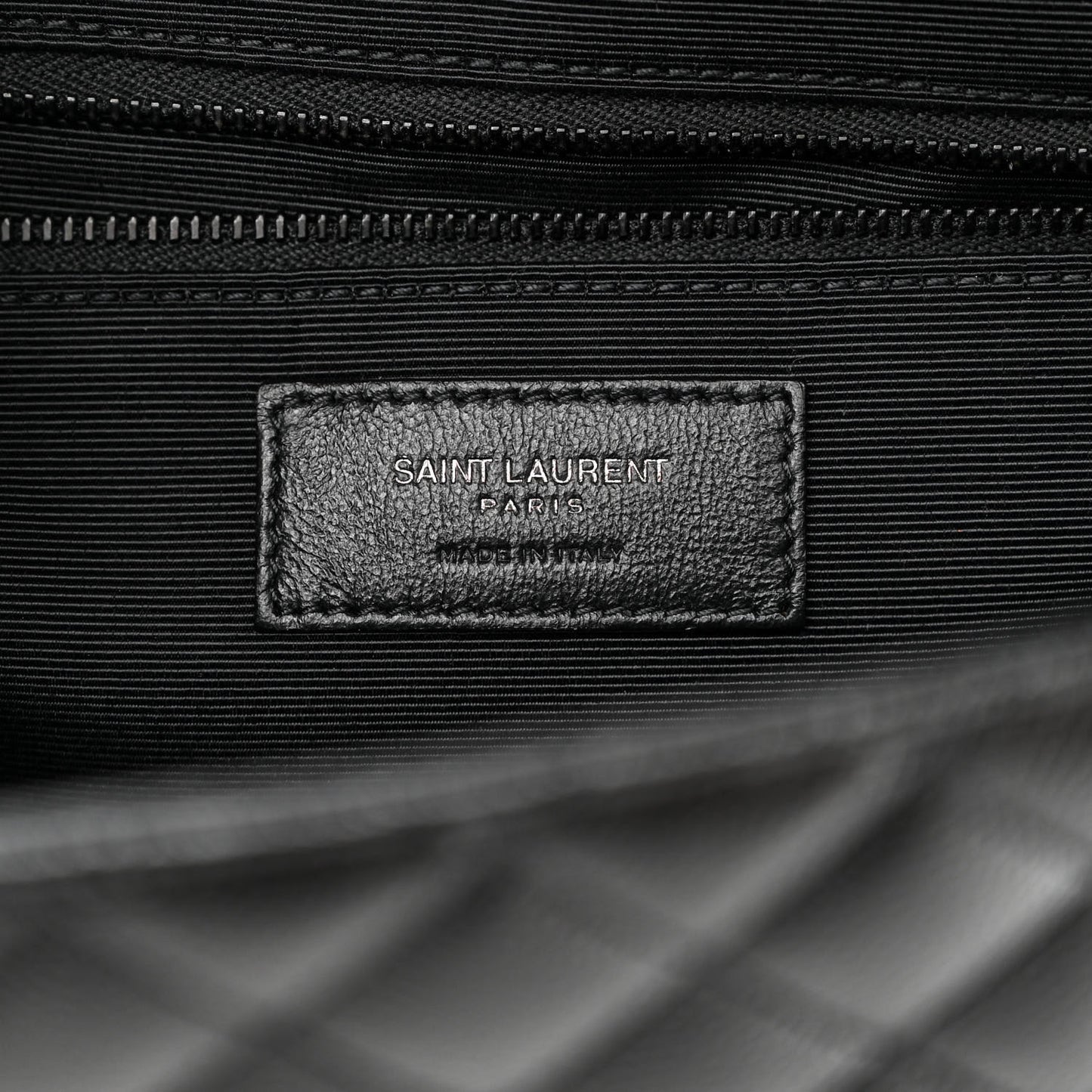 Grain De Poudre Textured Mixed Matelasse Large Triquilt Monogram Monochrome Satchel Black