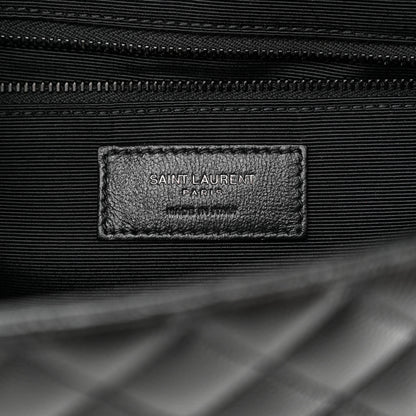 Saint Laurent Grain De Poudre Textured Mixed Matelasse Large Triquilt Monogram Monochrome Satchel Black 7 of 13