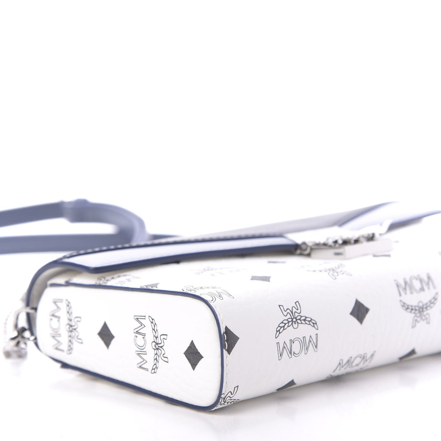 Calfskin Visetos Monogram Millie Color Block Crossbody Bag White Mood Indigo
