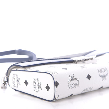 MCM Calfskin Visetos Monogram Millie Color Block Crossbody Bag White Mood Indigo 7 of 10