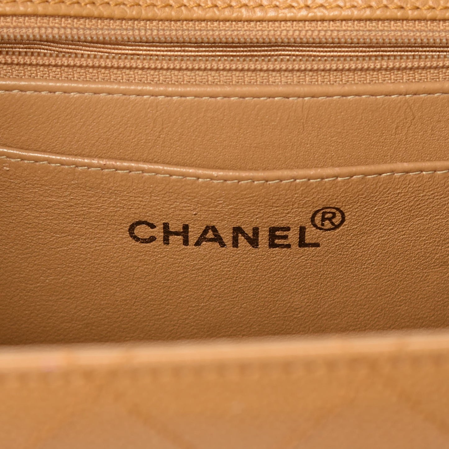 Caviar Stitched Jumbo Single Flap Beige
