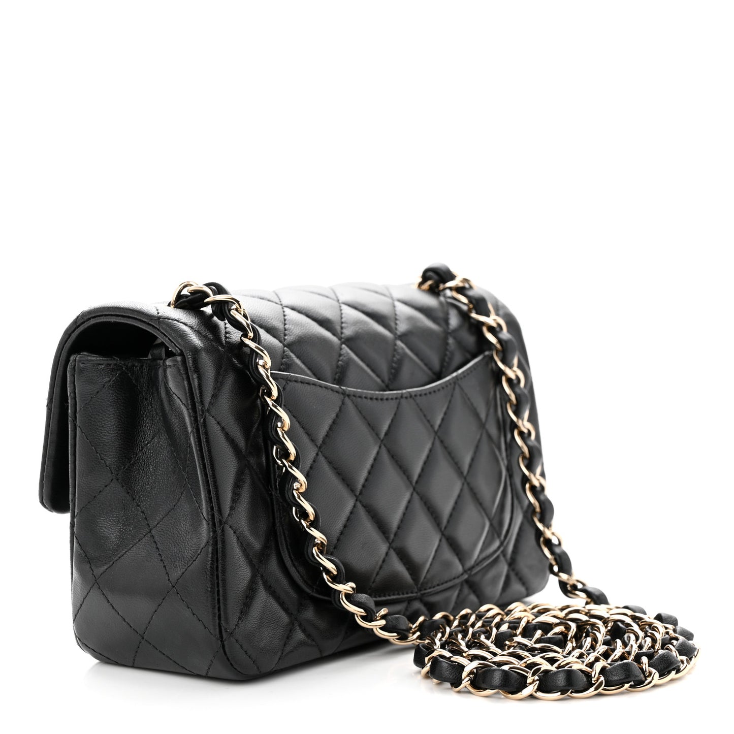 Lambskin Quilted Mini Rectangular Flap Black