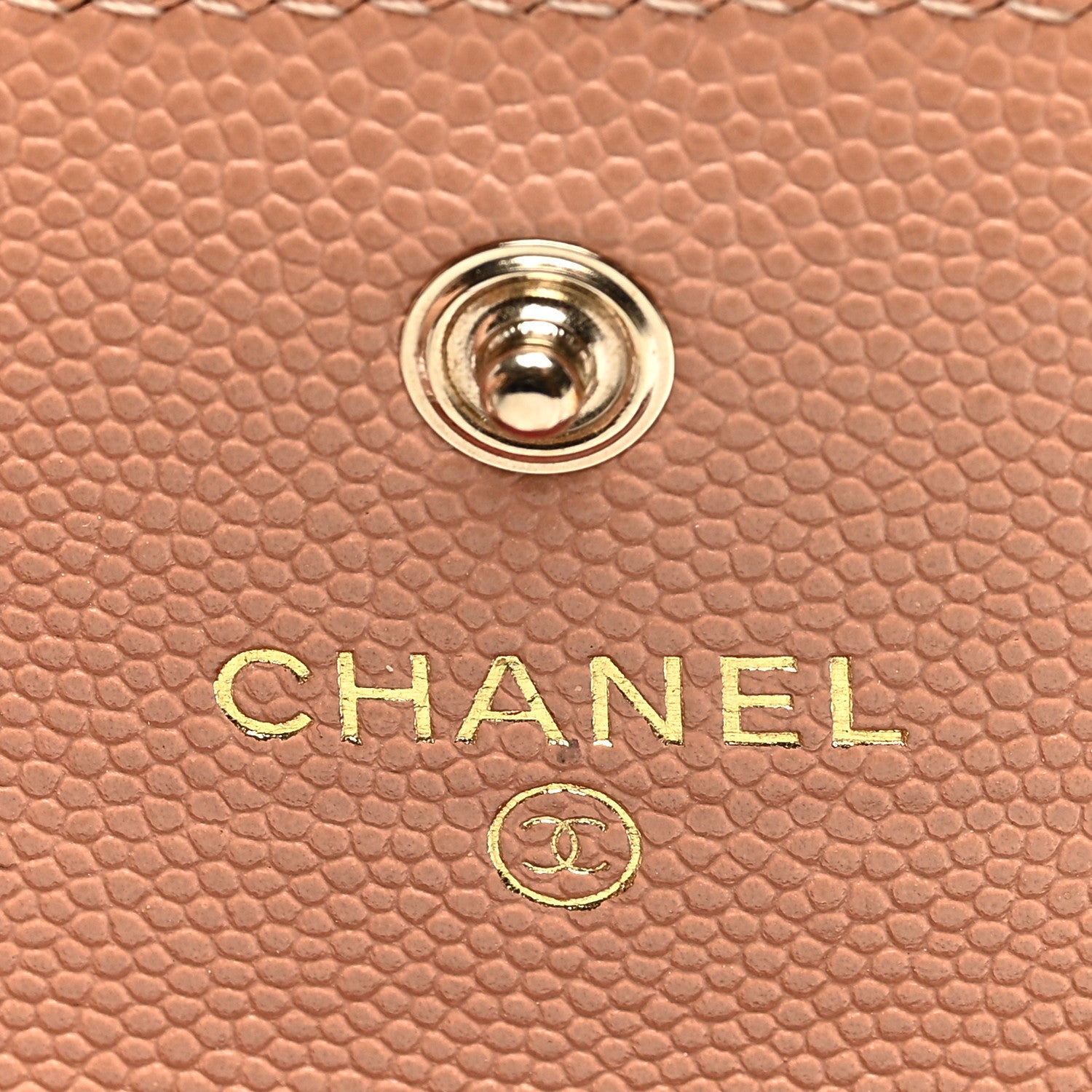 Chanel Caviar Metal Perforated Quilted CC Flap Card Holder Beige 6 of 7