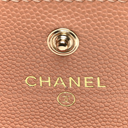 Chanel Caviar Metal Perforated Quilted CC Flap Card Holder Beige 6 of 7