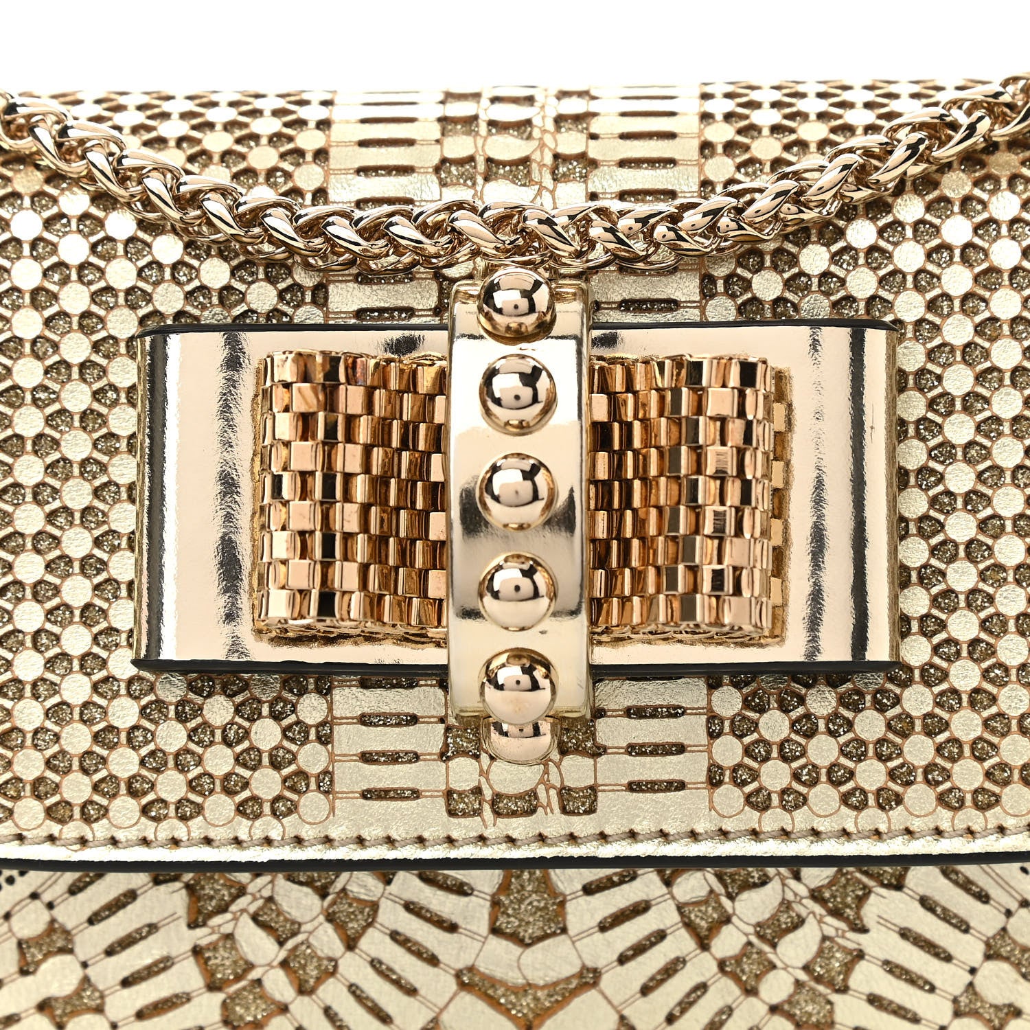 Christian Louboutin Metallic Laser Cut Nappa Mini Sweety Charity Crossbody Bag Gold 7 of 9