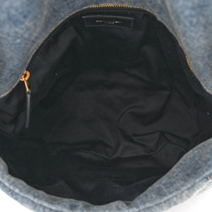 Saint Laurent Denim Quilted Medium Loulou Puffer Monogram Chain Satchel Blue Cinnamon 5 of 10