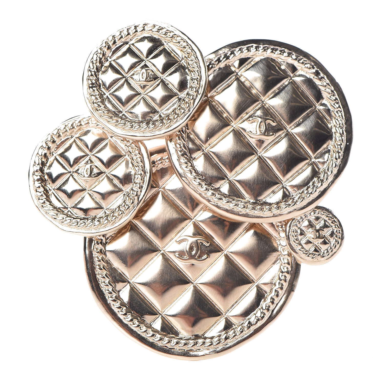 Chanel Quilted CC Medallion Brooch Gold 1 of 4