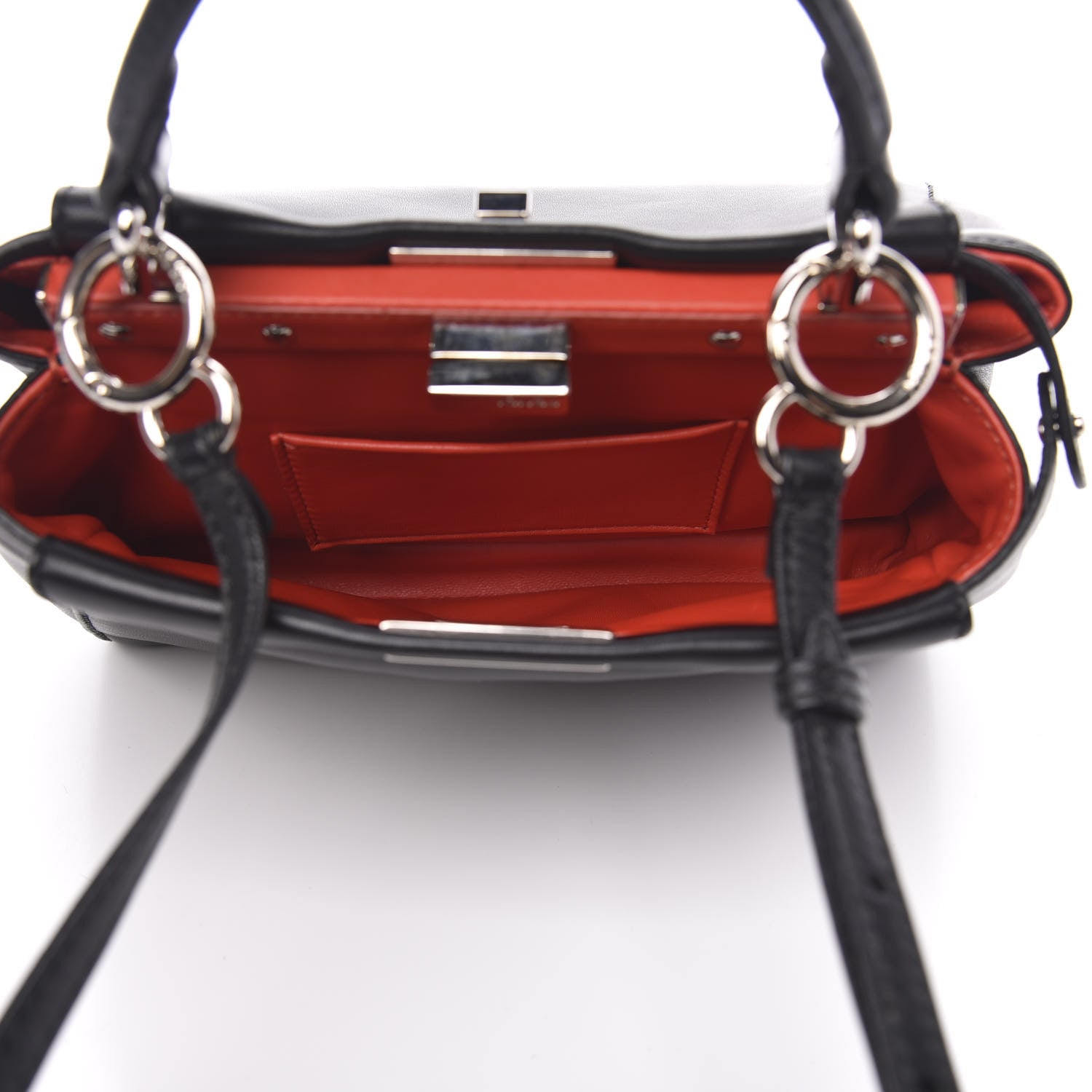 Fendi Nappa Karung Monster Eyes Mini Peekaboo Iconic Satchel Black Papavero 5 of 10
